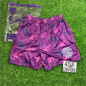 Eric Emanuel Purple and Pink Star Athletic Shorts